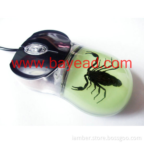 Real Scorpion Insect Amber Optical Computer Mouse For Gift , Novelties